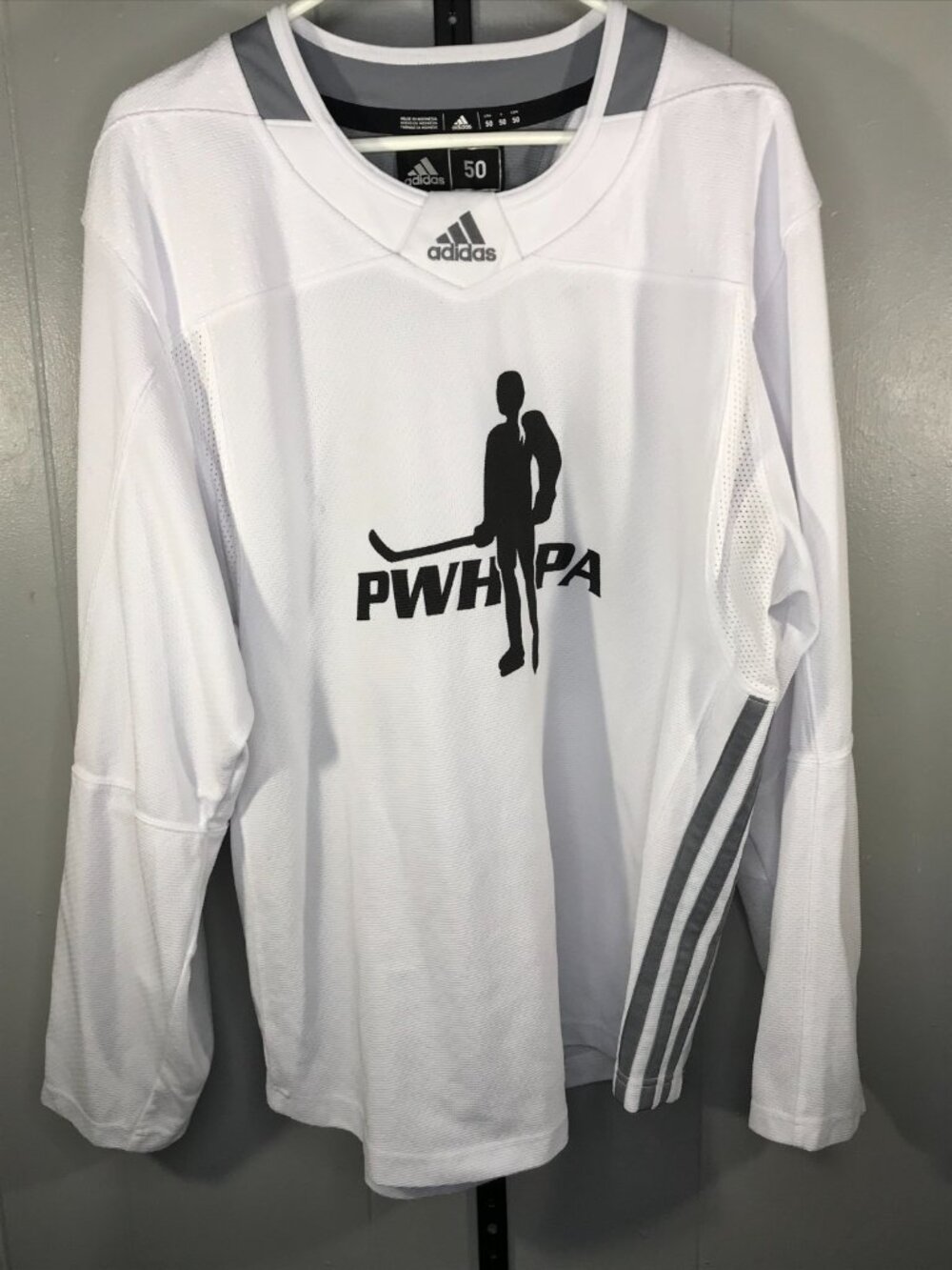 PWHPA Adidas Indo Women's Hockey Jersey Sz 50 White Practice Fight Strap